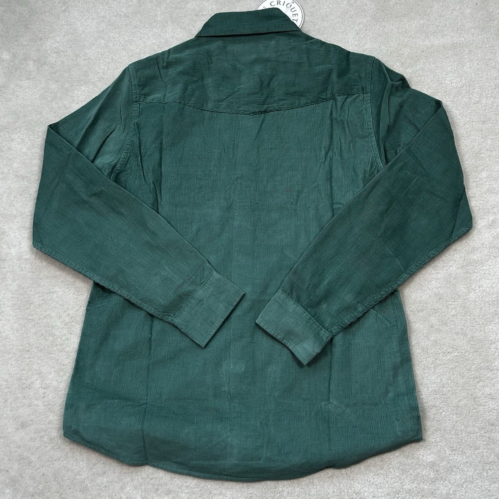 Criquet Shirt Mens Small Long Sleeve Corduroy Pearl Snap Button Western Green - Picture 4 of 6